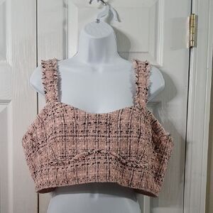 Wild Fable  pink black tweed sleeveless cropped top Sz XL  NWT